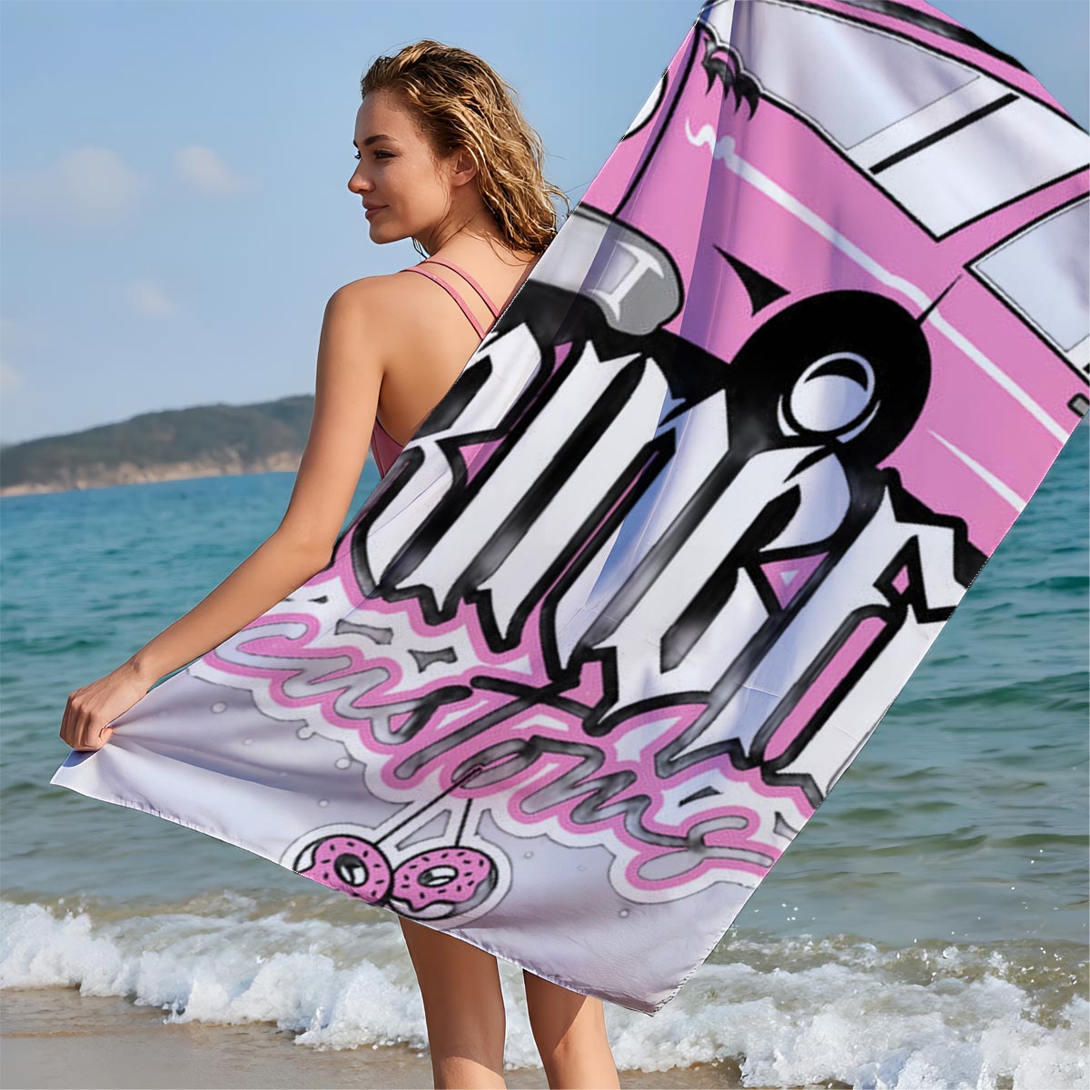 Springfield Customs Pink Car Logo - Beach towels