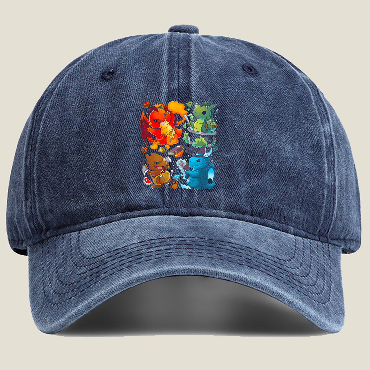 Dragon Quest: Fire, Nature, Earth, and Water Elements - Washed Denim - Baseball Cap