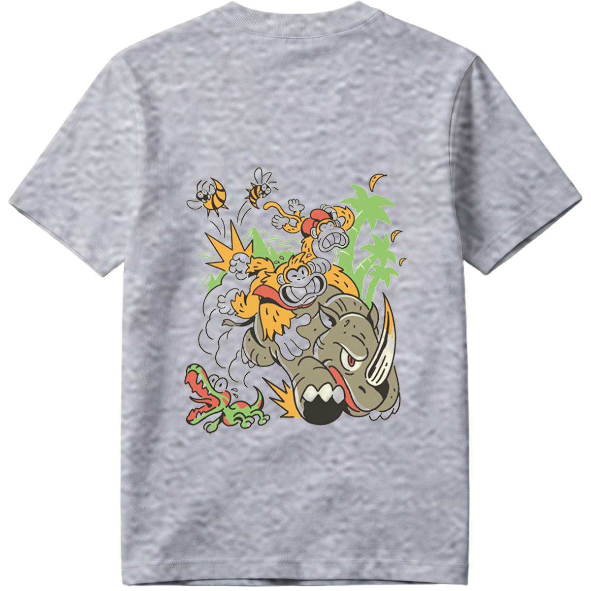 Donkey Kong and Diddy Kong Ride a Rhinoceros Through Jungle Chaos - Tee