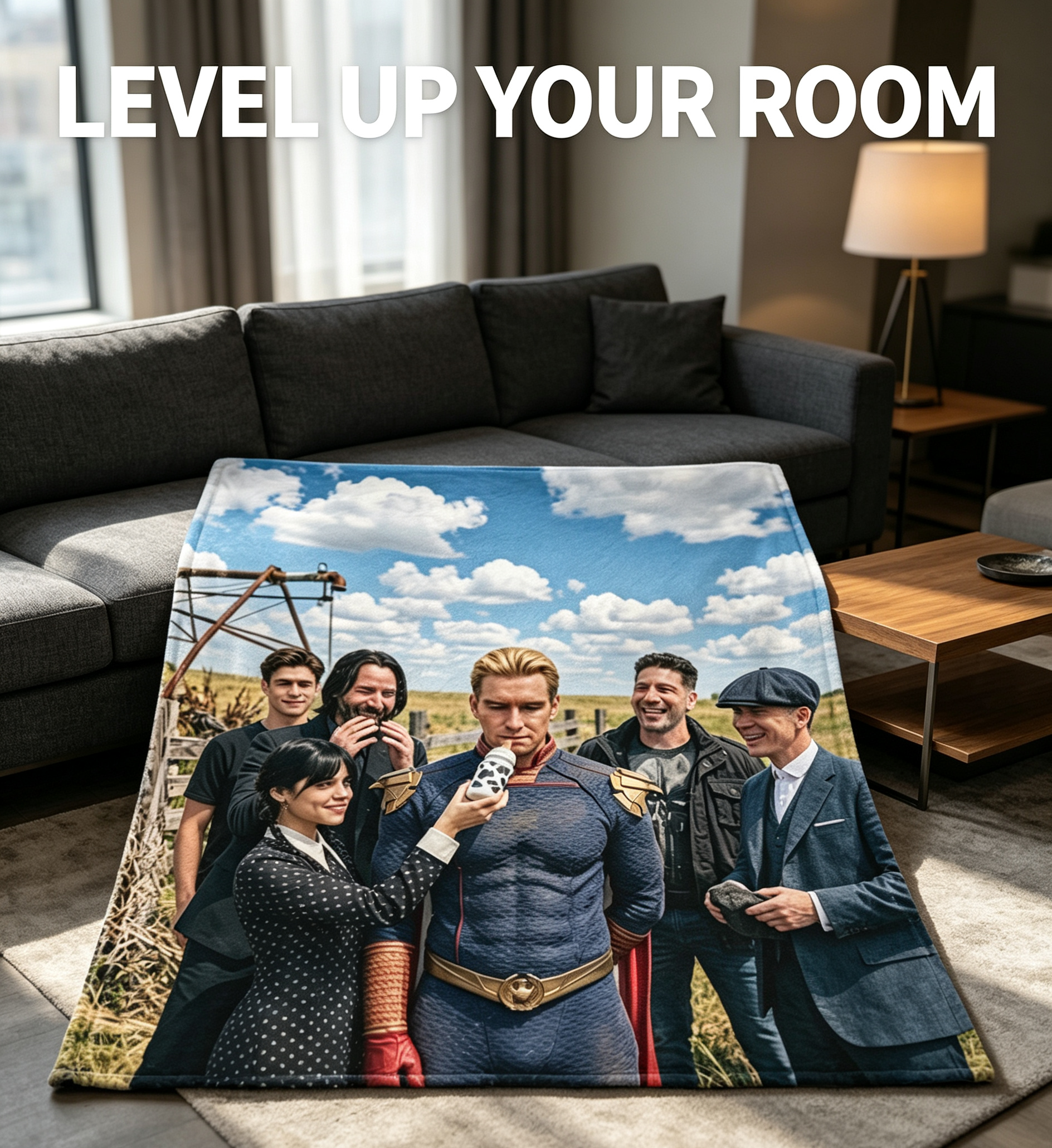 Custom Face Blanket Featuring The Boys Characters Flannel Blanket Perfect for Couch Cozying or Dorm Decor Ideal Gift for Fans and Collectors