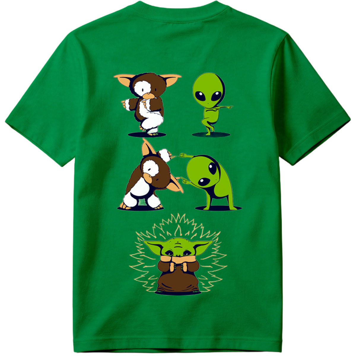 Diddy Kong, Alien, and Baby Yoda in Playful Poses - Tee
