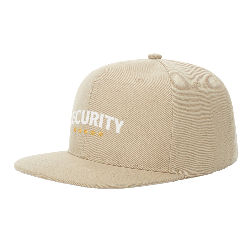 Flat Brim Baseball Cap Security 5 Star Embroidered Logo Streetwear Underground Skate Style for Basketball Court Skate Park Urban Lifestyle Skaters Rappers Streetwear Enthusiasts