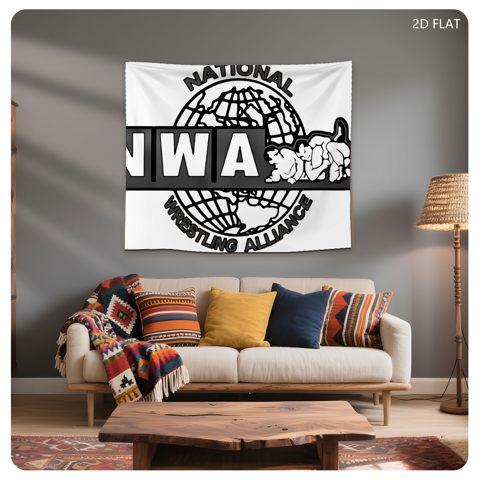 NWA Wrestling Alliance Logo Featuring Global Design and Classic Typography - Tapestry