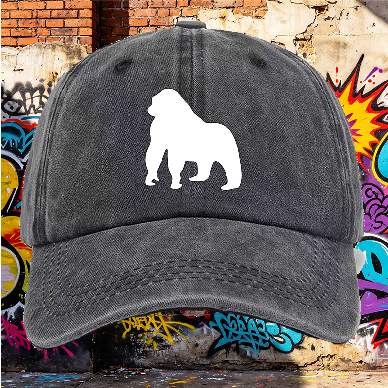 Men's Printed Washed Cap with Lion Silhouette Design - Casual Round Brim Summer Lightweight Hat for Outdoor Activities, Travel, and Daily Wear - Ideal for Men Who Love Animal Motifs and Streetwear Style