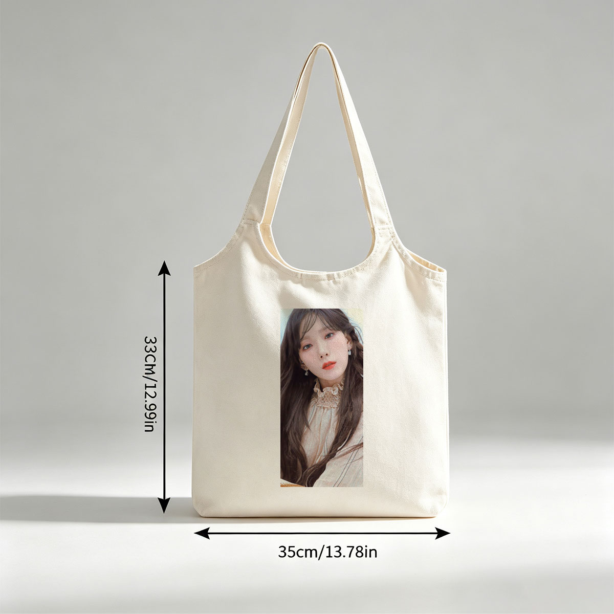 Taeyeon in a Soft Portrait with Long Hair and Delicate Earrings - Canvas shoulder bags/