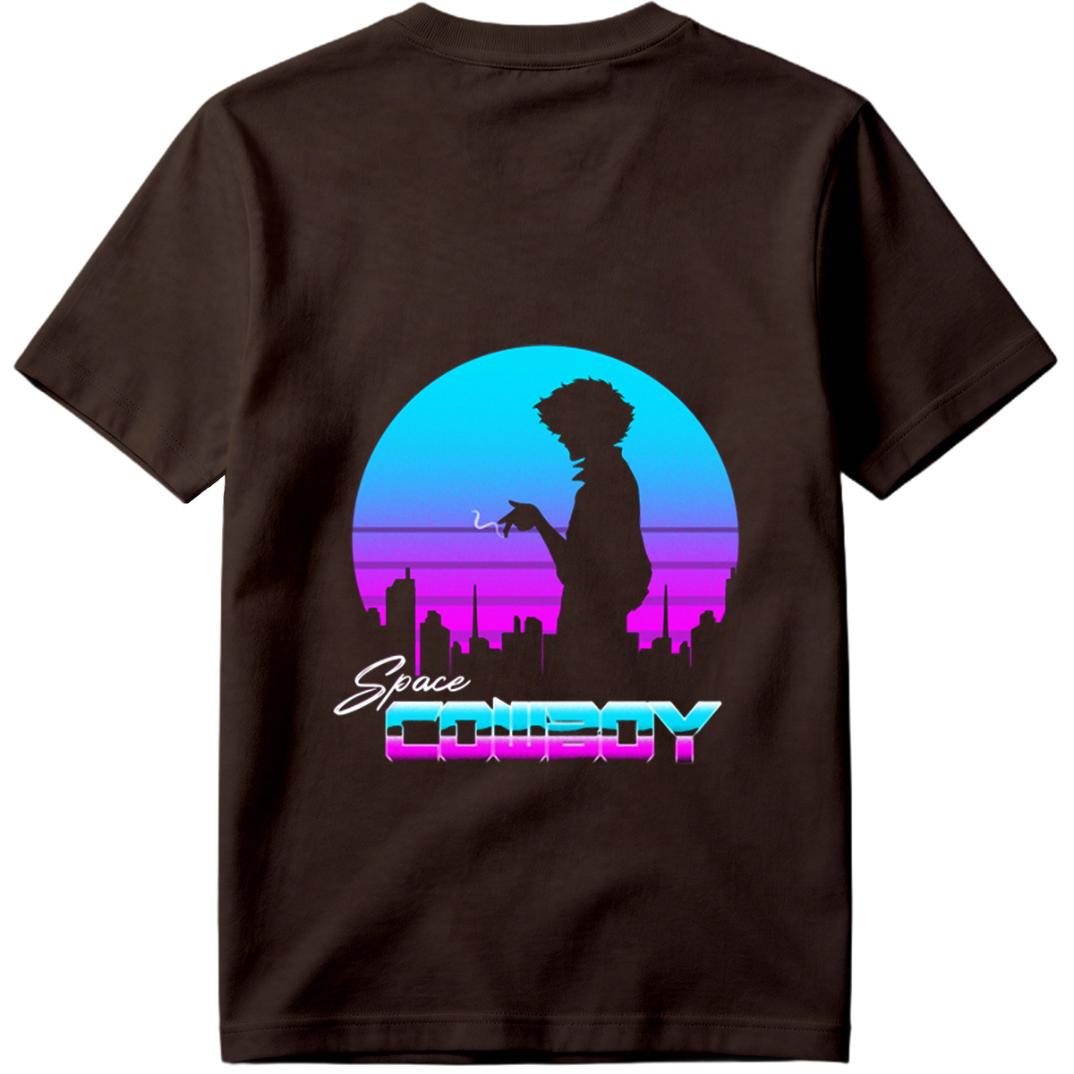 Space Cowboy - Silhouette of a Man Against a Retro-Futuristic Cityscape - Tee