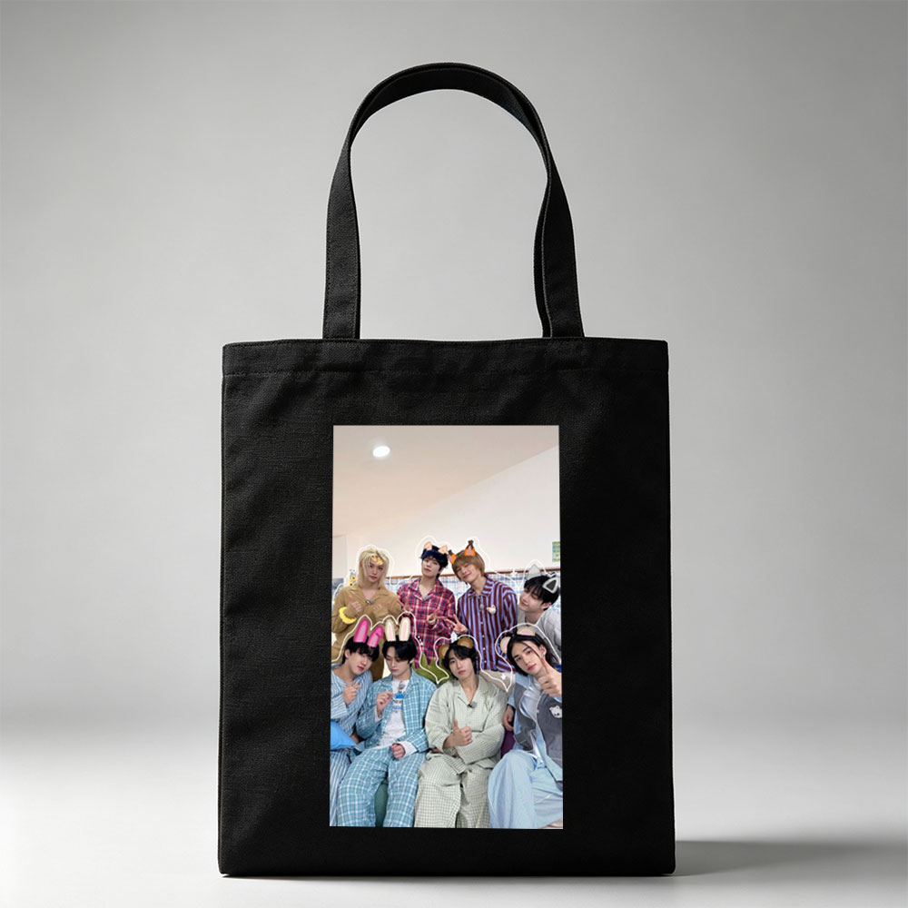 SEVENTEEN in Pajamas with Fun Animal Ears and Props in a Cozy Room Setting - Canvas tote bags