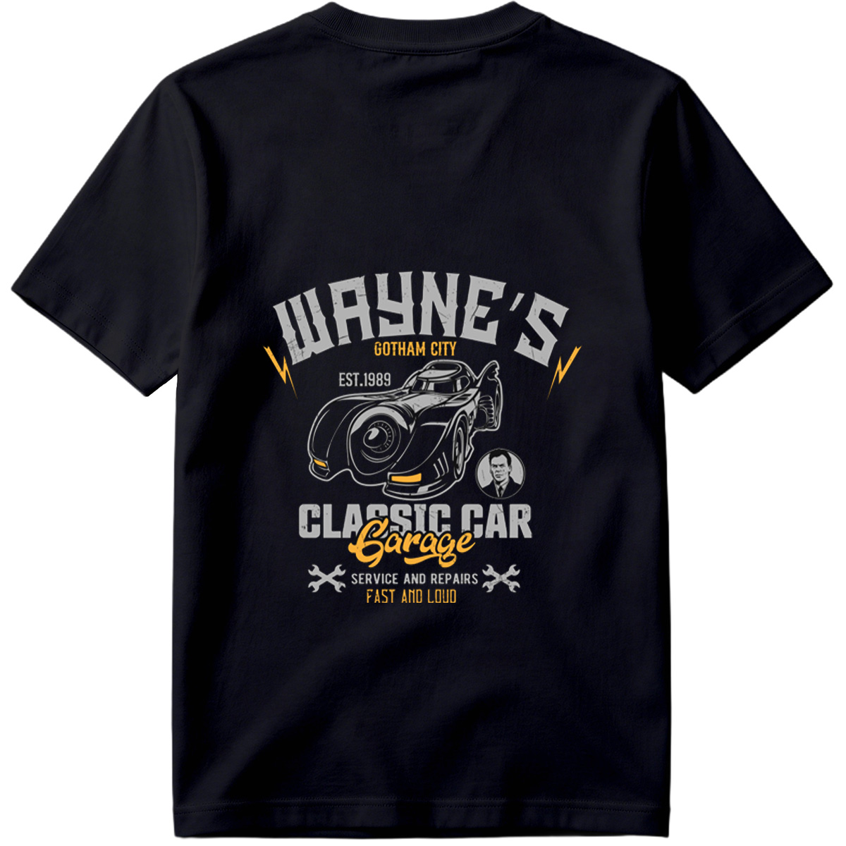 Wayne's Gotham City Classic Car Garage: Batman and Bruce Wayne - Tee