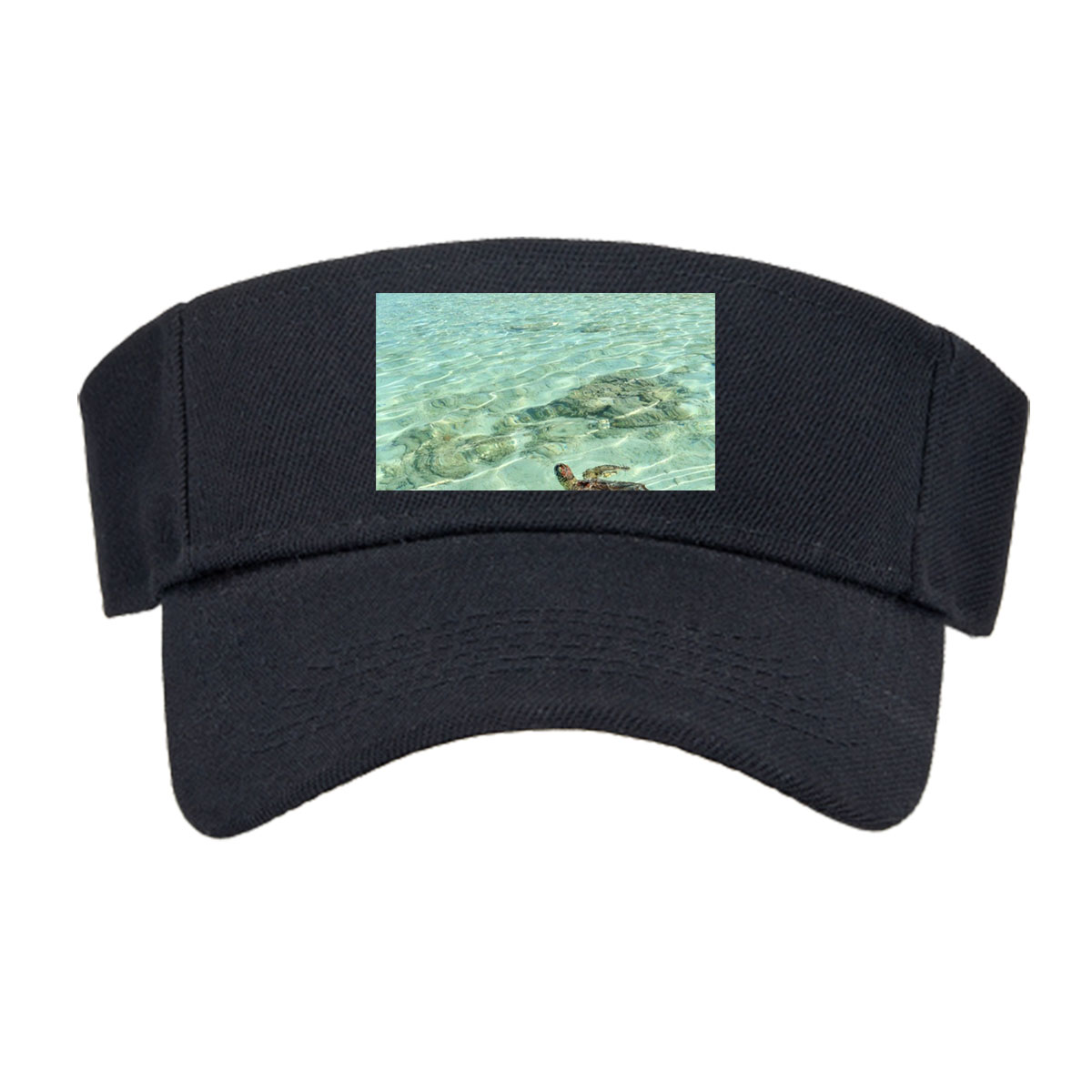 Sea Turtle Swimming in Crystal Clear Waters Near Sandy Beach -  Visor cap