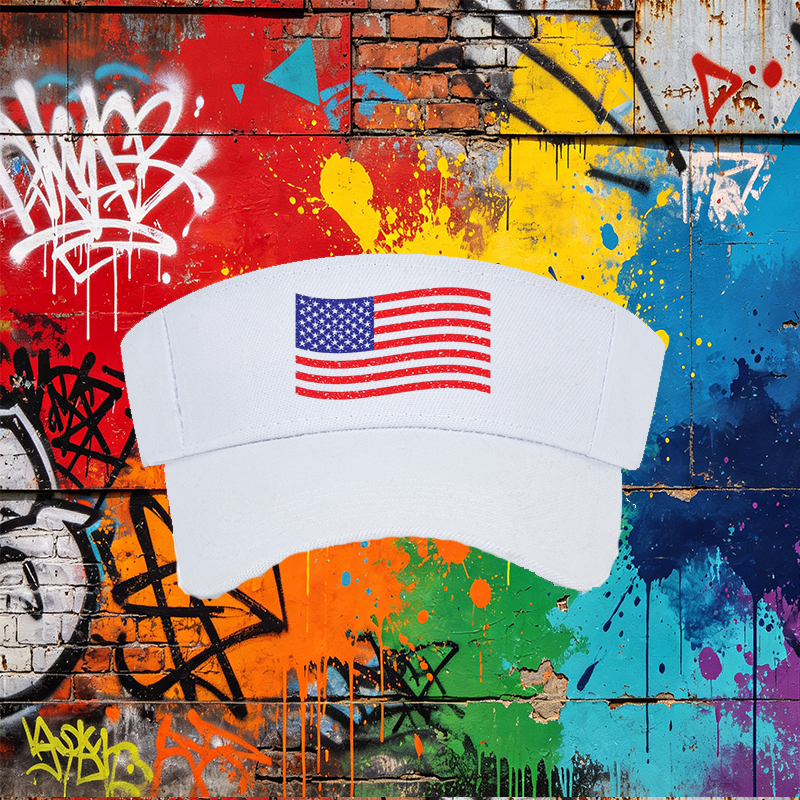 Unisex Classic Mesh Visor Hat with American Flag Print - Lightweight Sun Protection Cap for Outdoor Activities, Perfect for Men and Women Who Love Patriotic Style and Casual Wear