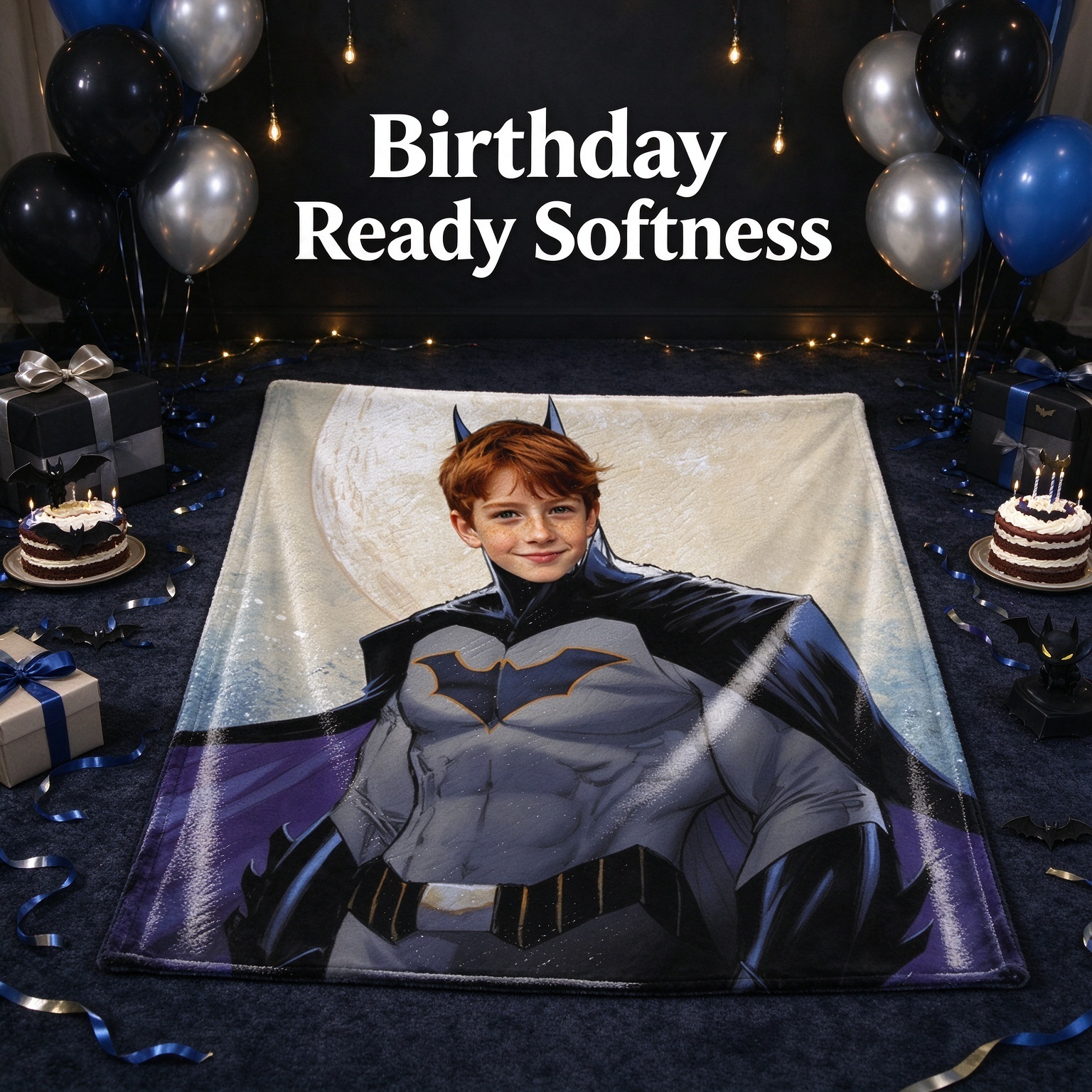 Personalized Superhero Face Photo Blanket, Custom Ultra Soft Flannel Throw Fleece Bedding Wrap, Ideal Cozy Gift for Kids