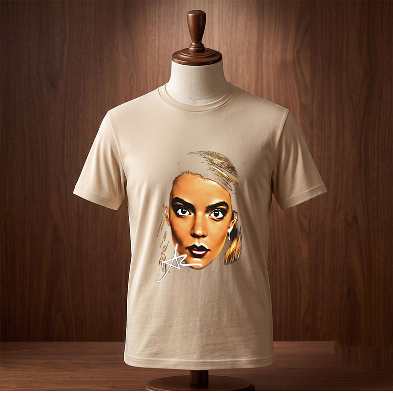 Portrait of a Woman with Dramatic Makeup and Signature - Tee