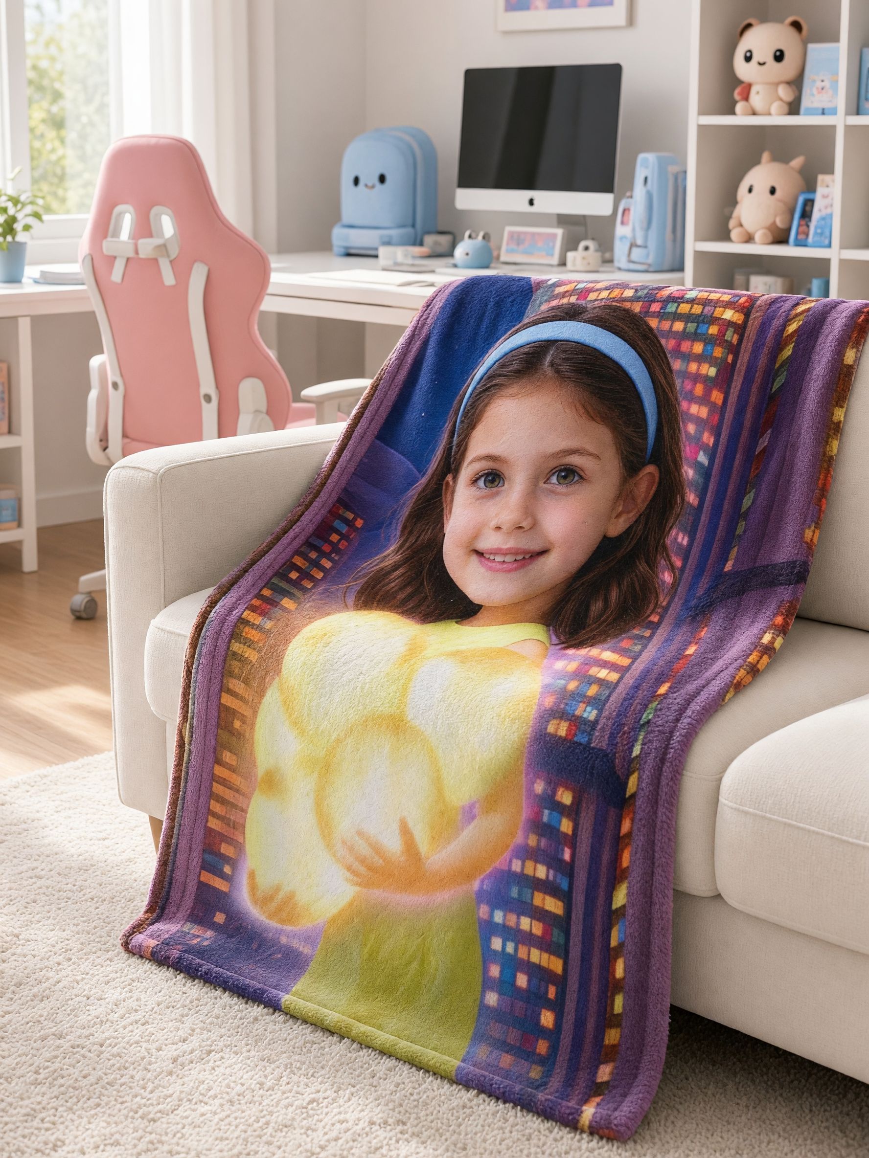Custom Face Photo Blanket Personalized Soft Flannel Throw for Bed and Sofa Ideal Keepsake Gift