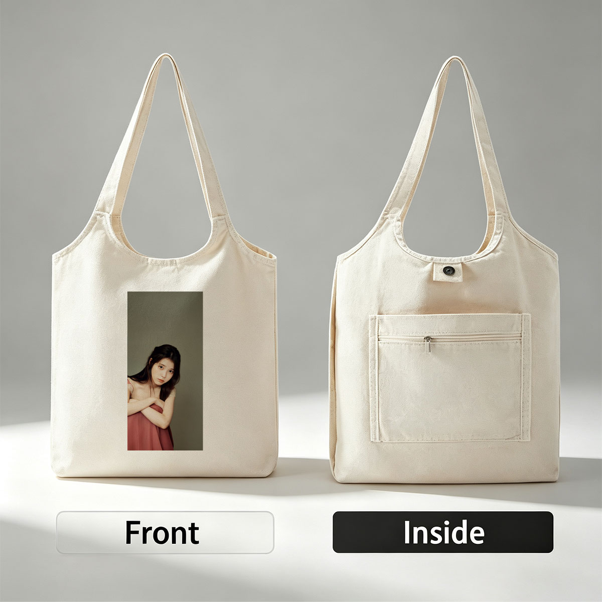 Rina Sawayama in a Soft Portrait Wearing a Pink Dress with Crossed Arms - Canvas shoulder bags/