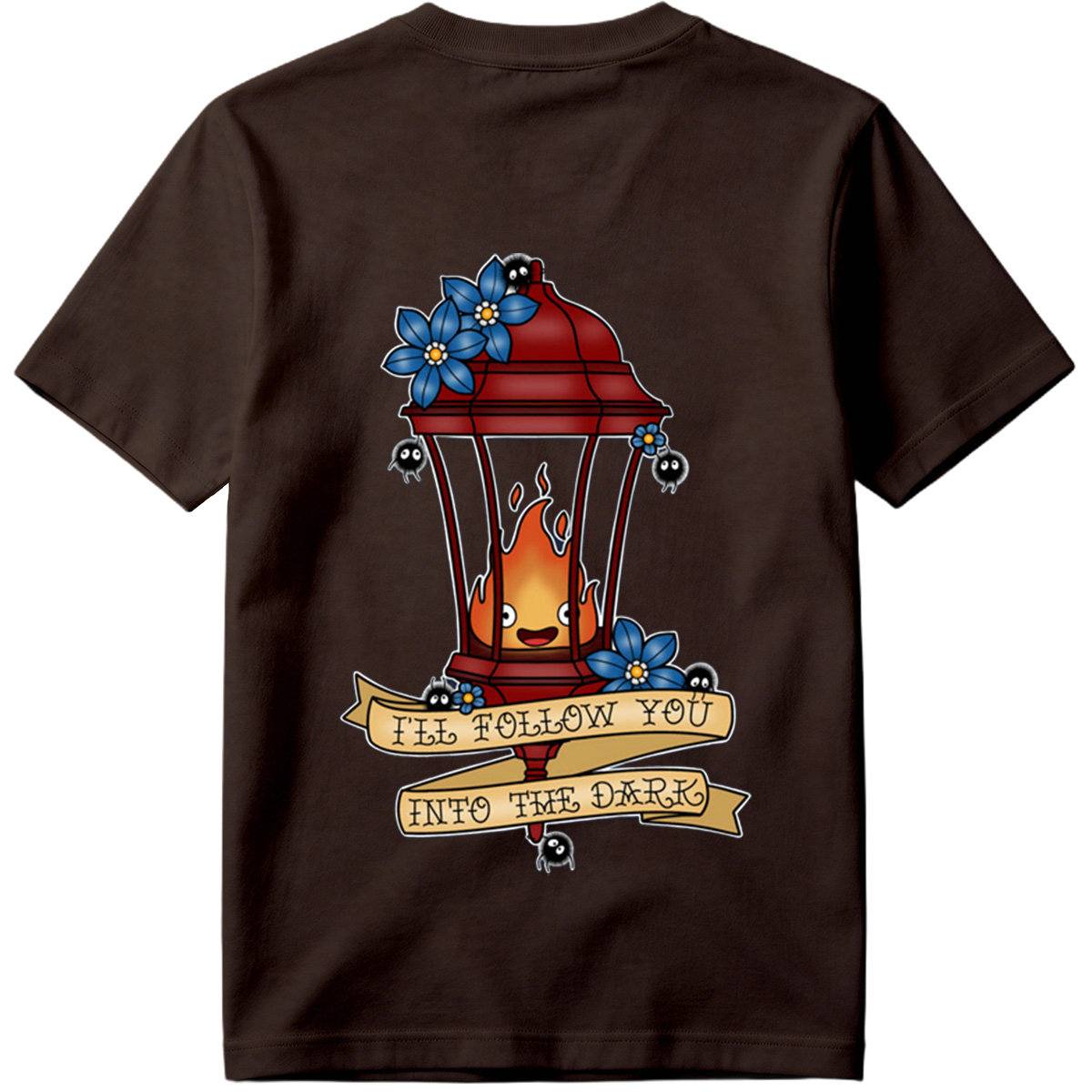 Lantern Flame with Blue Flowers and Moths: 