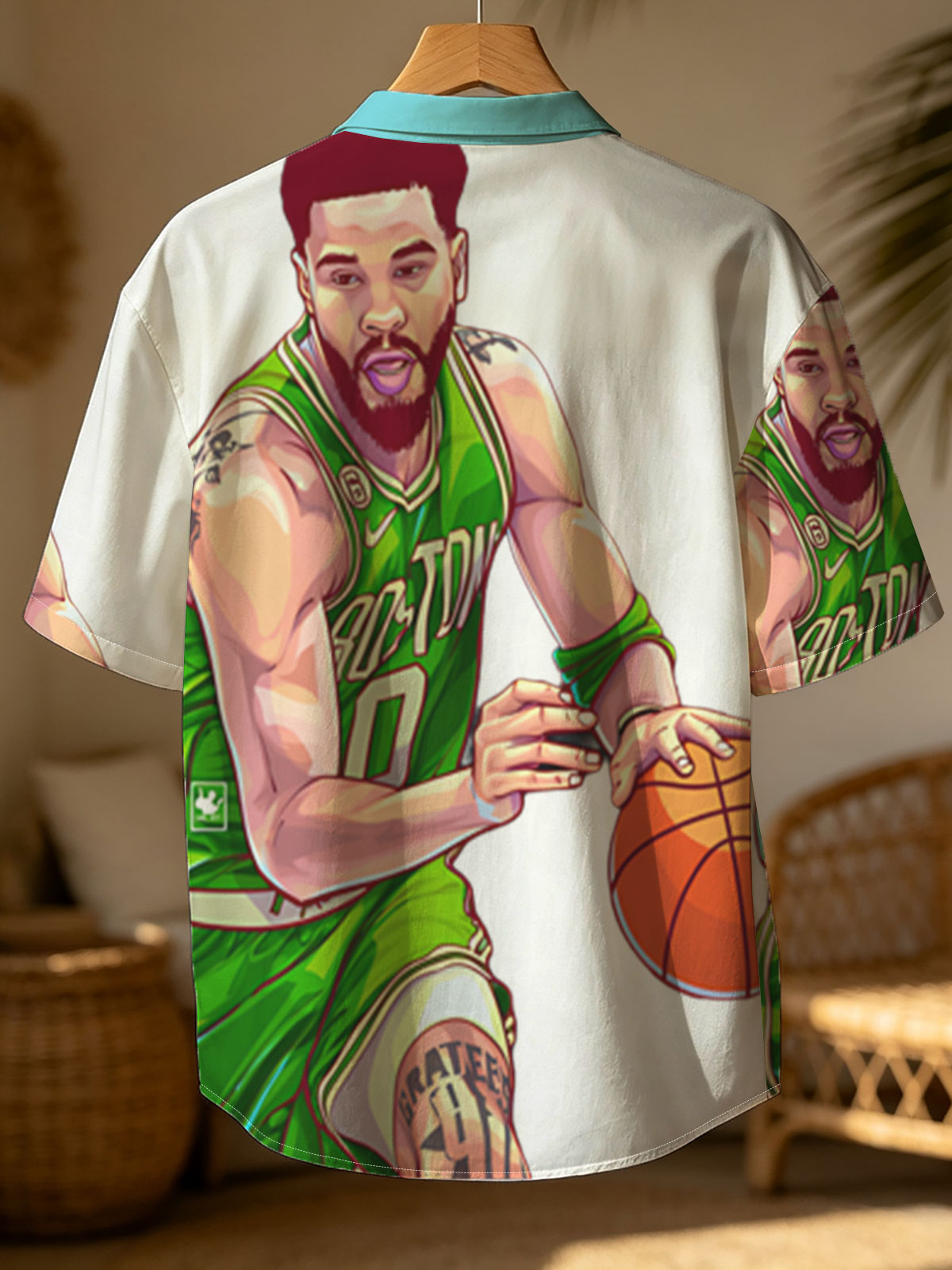 Jayson Tatum in Celtics Jersey Dribbling Basketball -  Shirt