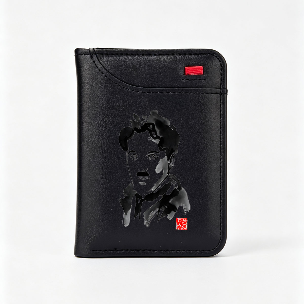 Portrait of a Man in Abstract Ink Style - Vertical Style Wallet