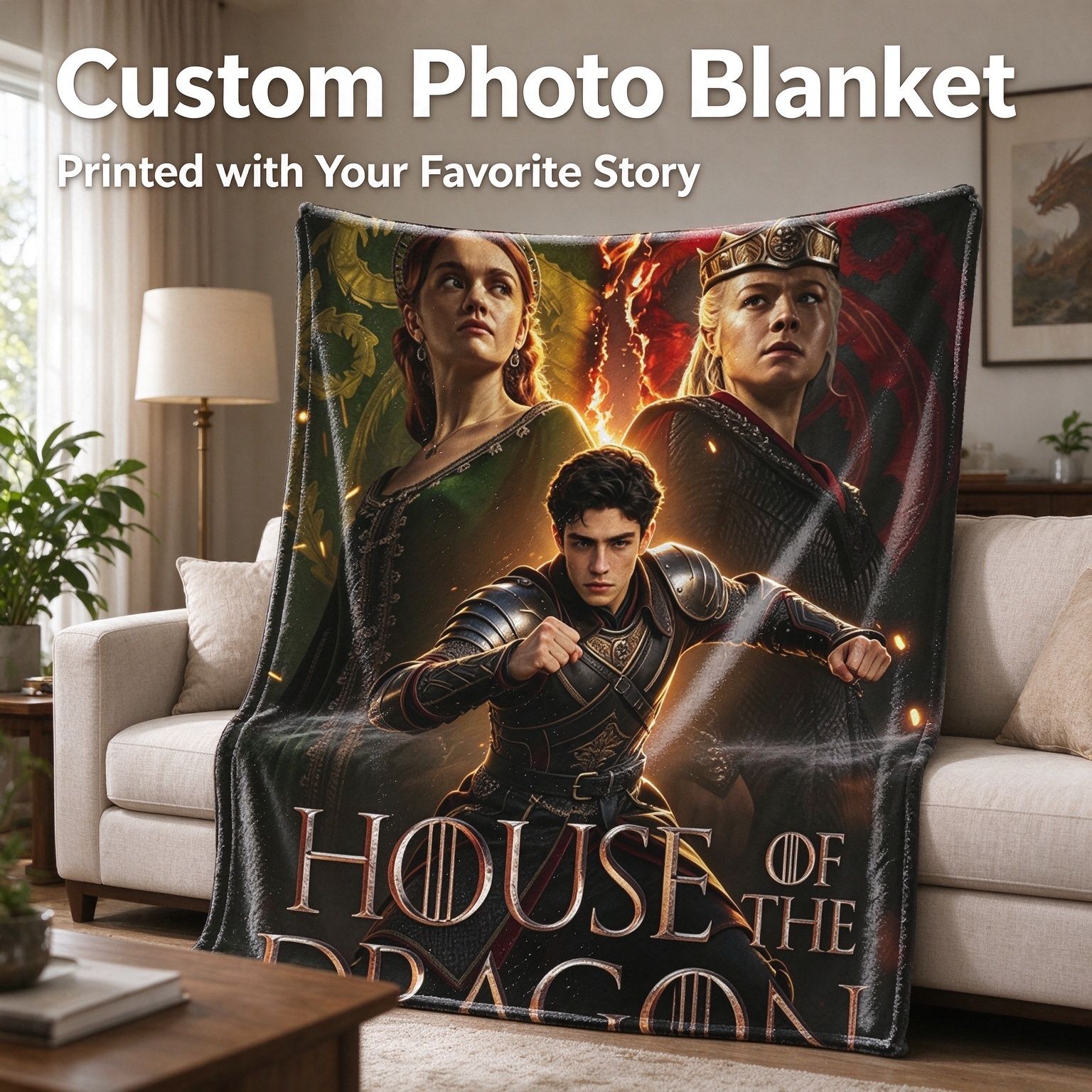 Custom Photo Flannel Throw Blanket Personalized Portrait Graphic Print Ultra Soft Warm Plush Bed Sofa Cover for Fans