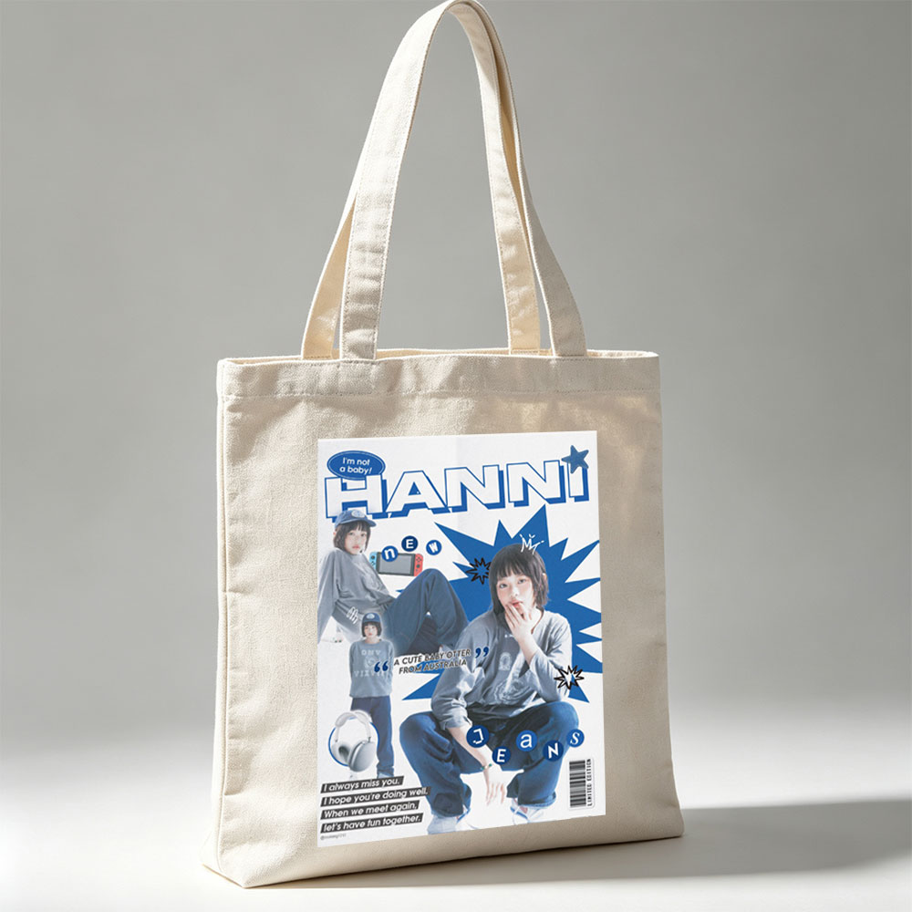 HANNI New Jeans Cover Feature: A Cute Baby Otter from Australia in Stylish Streetwear and Headphones - Canvas tote bags