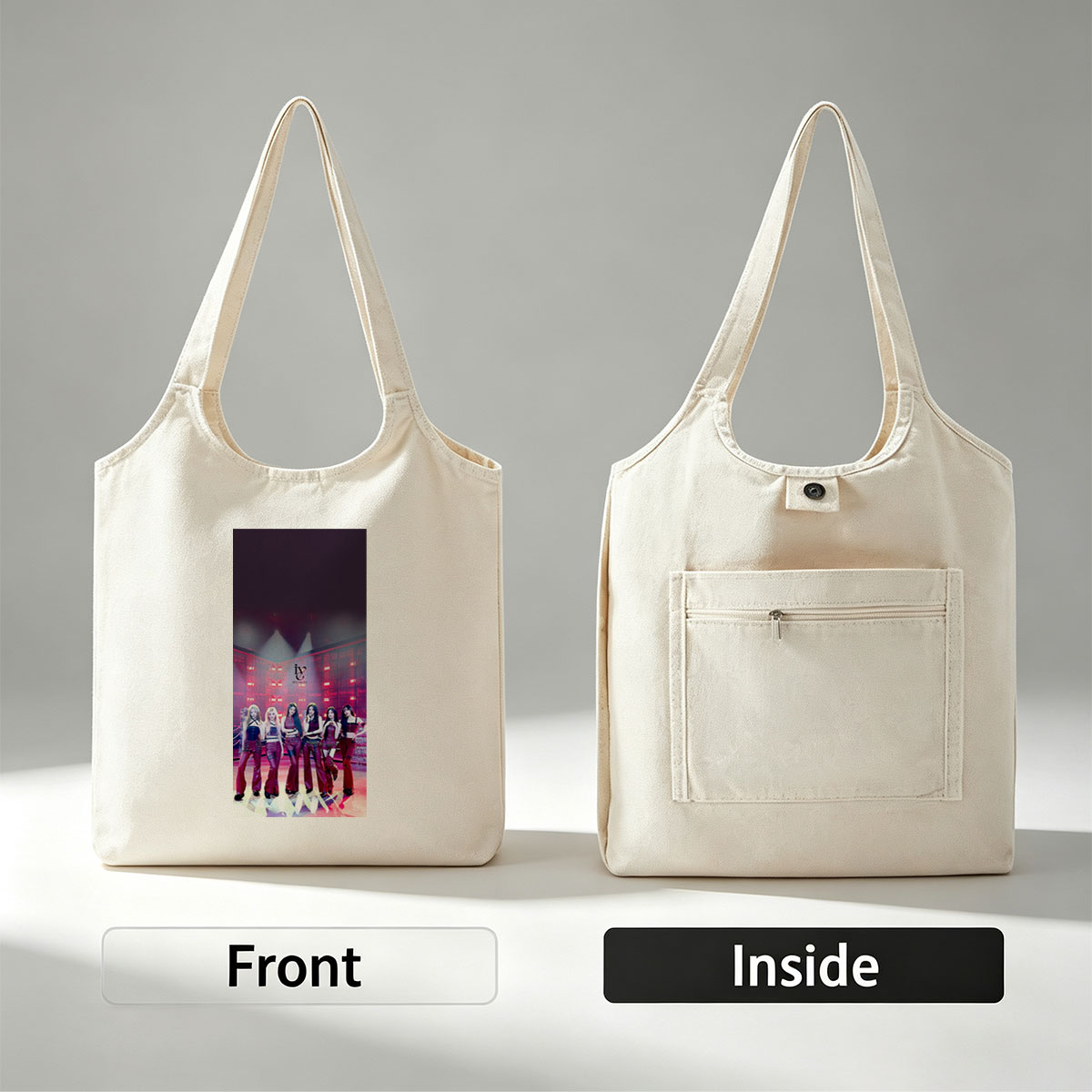 IVE in a Futuristic Studio with Red Lighting and Reflective Floor - Canvas shoulder bags/