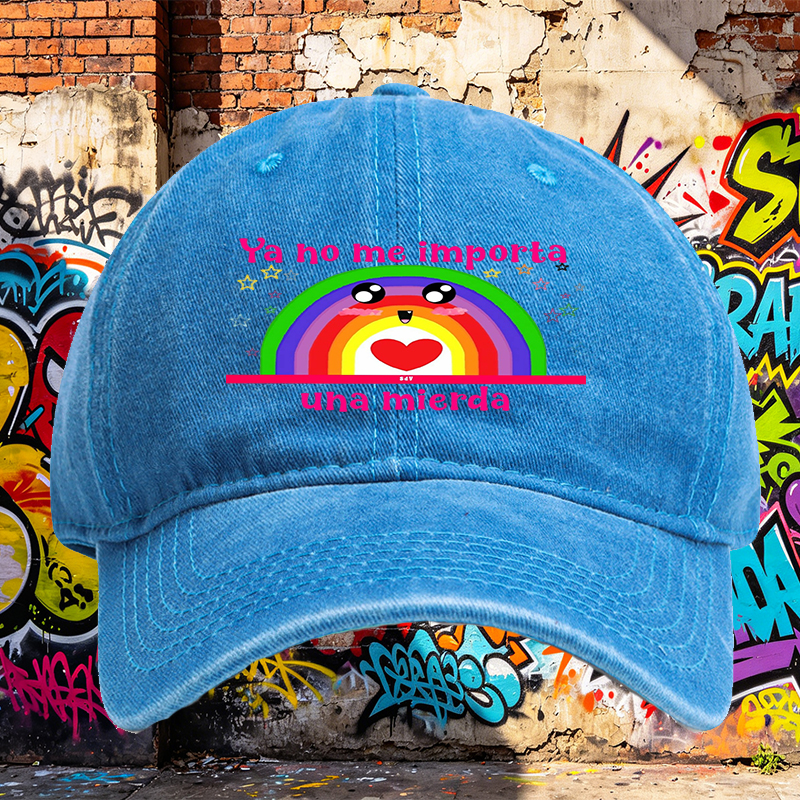 Unisex Classic Washed Cap with Rainbow Face and 