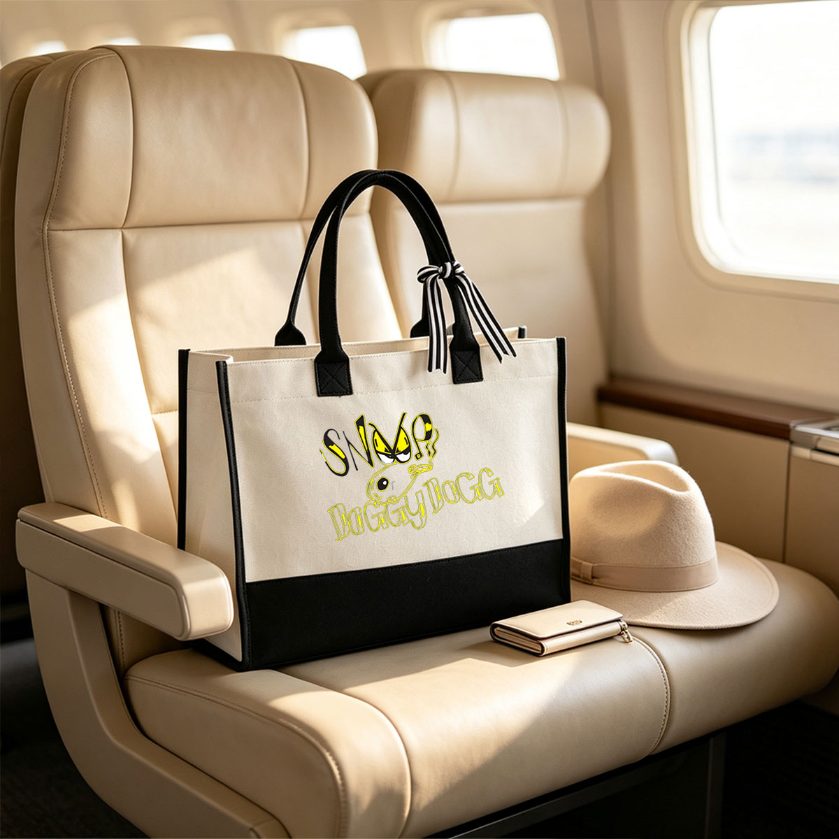 Snoop Dogg Cartoon Logo - Canvas patchwork gift tote bag