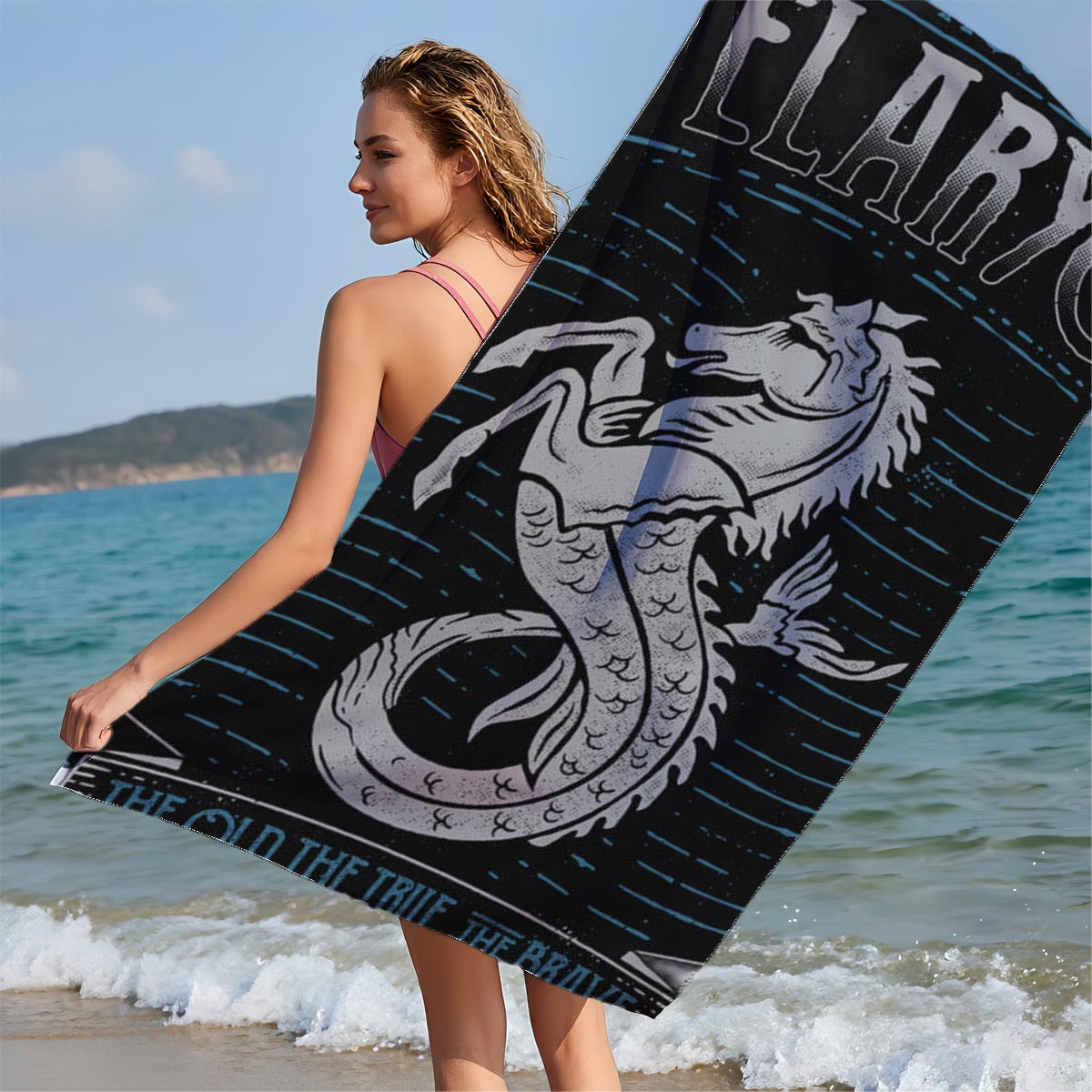 House Velaryon: The Old, the True, the Brave – Dragon Sigil Emblem - Beach towels