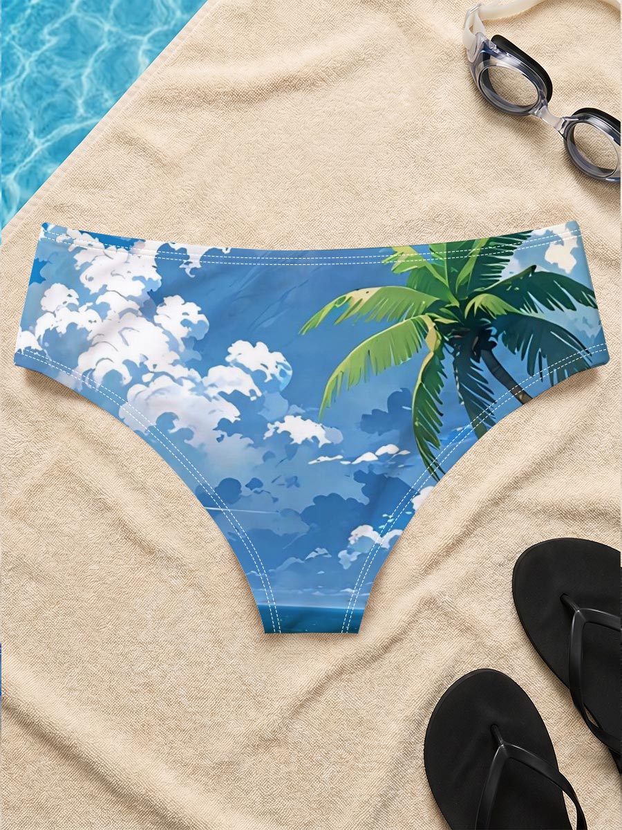 Tropical Beach with Palm Trees and Blue Sky -  Men's swim trunks