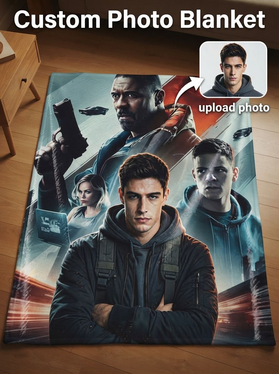 Custom Photo Flannel Fleece Blanket Personalized Face Poster Ultra Soft Anti Pilling Throw for Bed Sofa Couch Movie