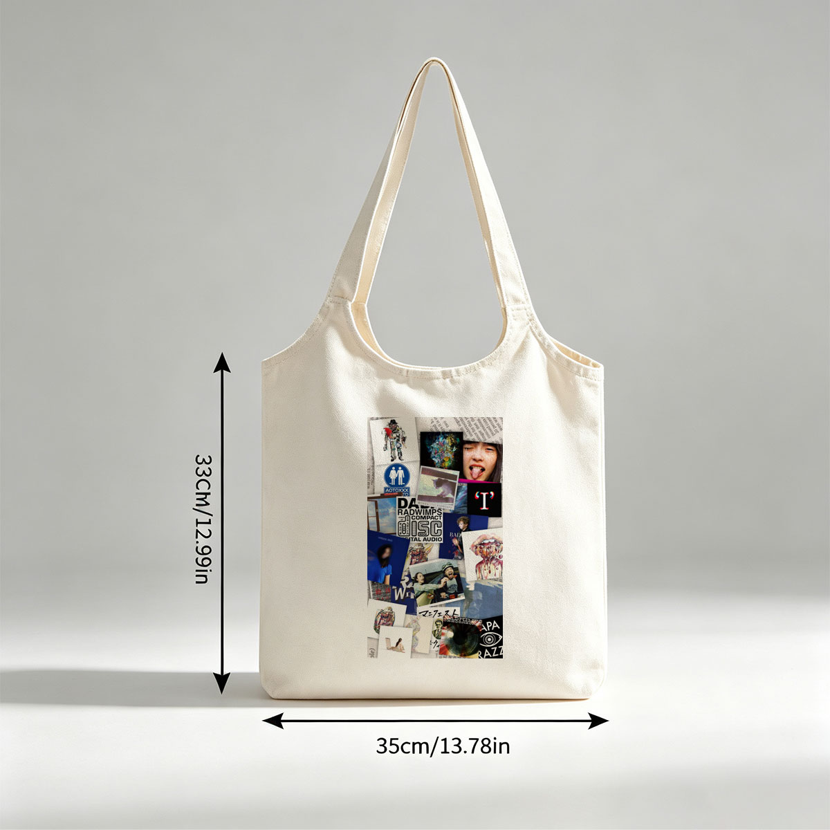 RADWIMPS Music Collage Featuring Album Art, Band Members, and Abstract Imagery - Canvas shoulder bags/