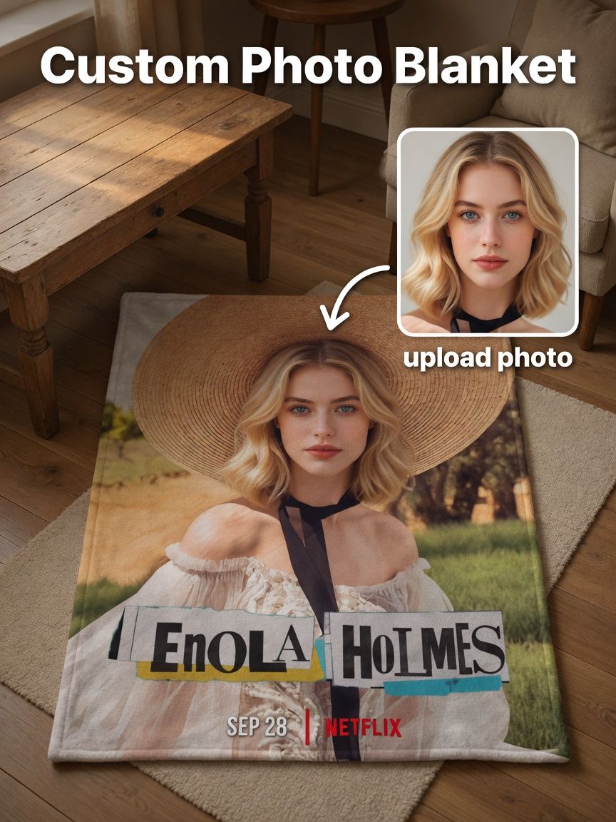 Custom Photo Face Blanket Personalized Soft Flannel Throw Lightweight Anti-Pilling Portrait Gift for Bed and Sofa