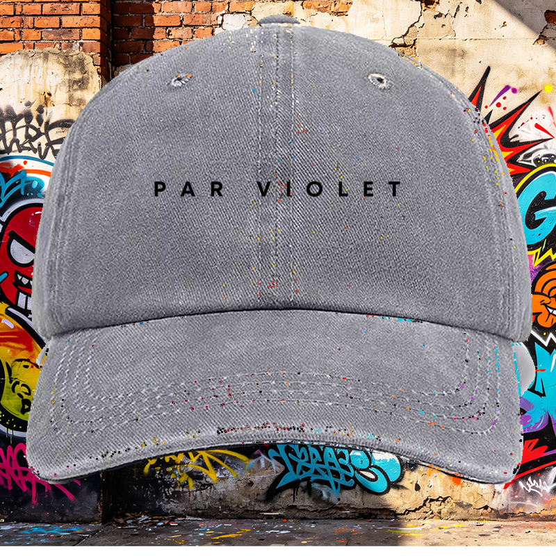 Men's Printed Washed Cap with PAR VIOLET Logo Design, Casual Round Brim Summer Lightweight Hat for Outdoor Activities, Urban Streetwear, and Daily Wear, Ideal for Young Adults and Trend-Focused Men
