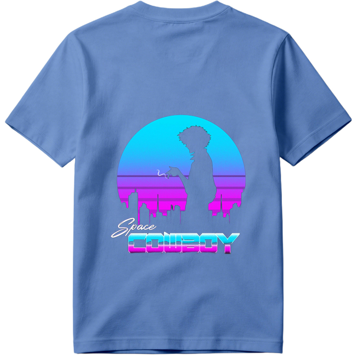 Space Cowboy - Silhouette of a Man Against a Neon Cityscape - Tee