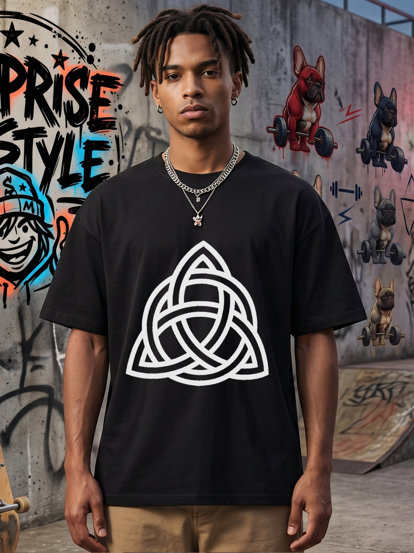 Men's Printed T-Shirt Celtic Knot Design Graphic Tee Casual Round Neck Summer Lightweight Breathable Short Sleeve T-Shirt for Outdoor Activities and Everyday Wear Adult Men