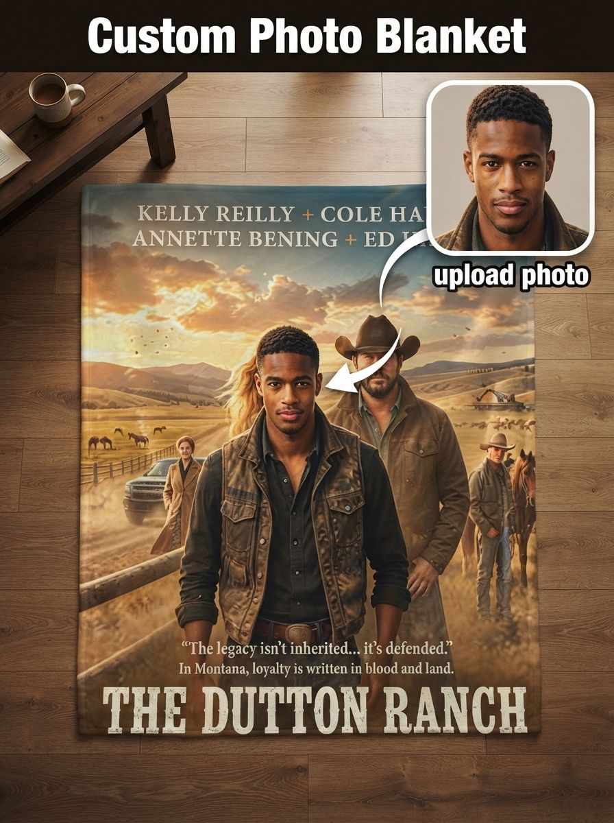 Custom Photo Face Blanket Personalized Western Movie Poster Design Ultra Soft Skin Friendly Warm Flannel Fleece Throw
