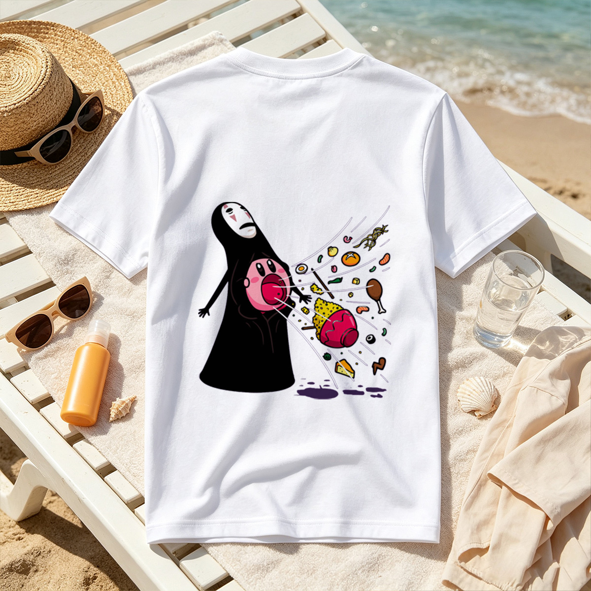 No-Face and Kirby: Food Explosion - Tee