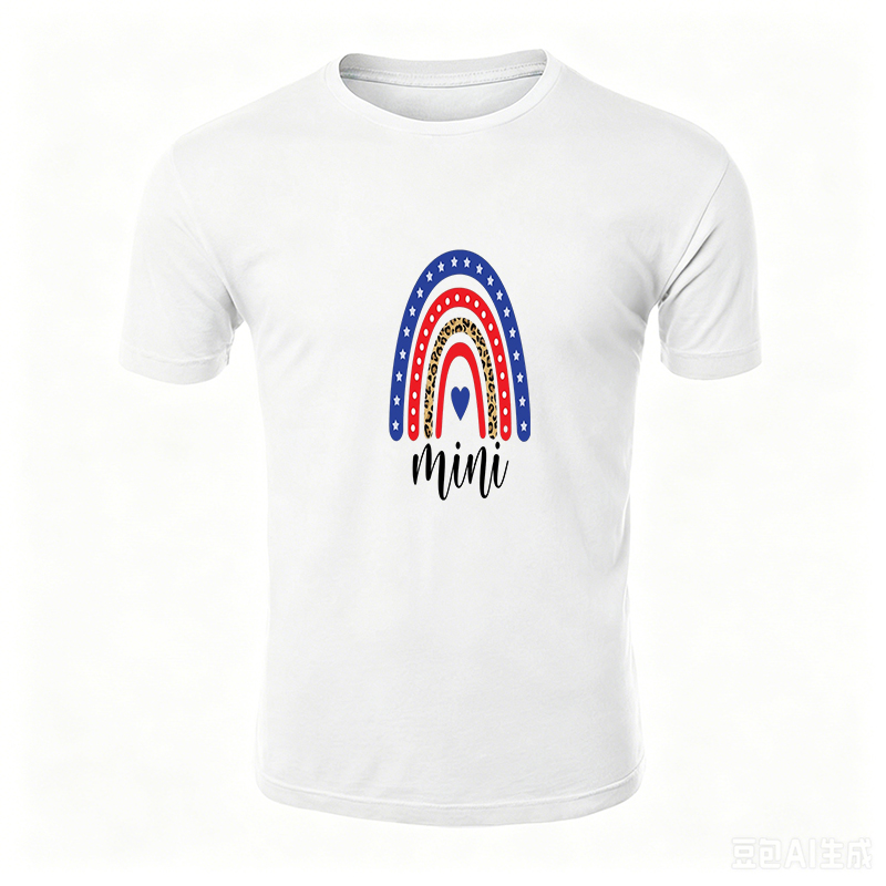 Unisex Classic T-Shirt with Patriotic Rainbow Leopard Print and Mini Text Design | Casual Wear for Everyday, Travel, and Festive Events | Perfect for Adults Who Love Bold Fashion Statements