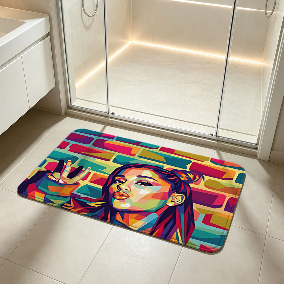 Ariana Grande Pop Art Portrait - Flannel floor mat