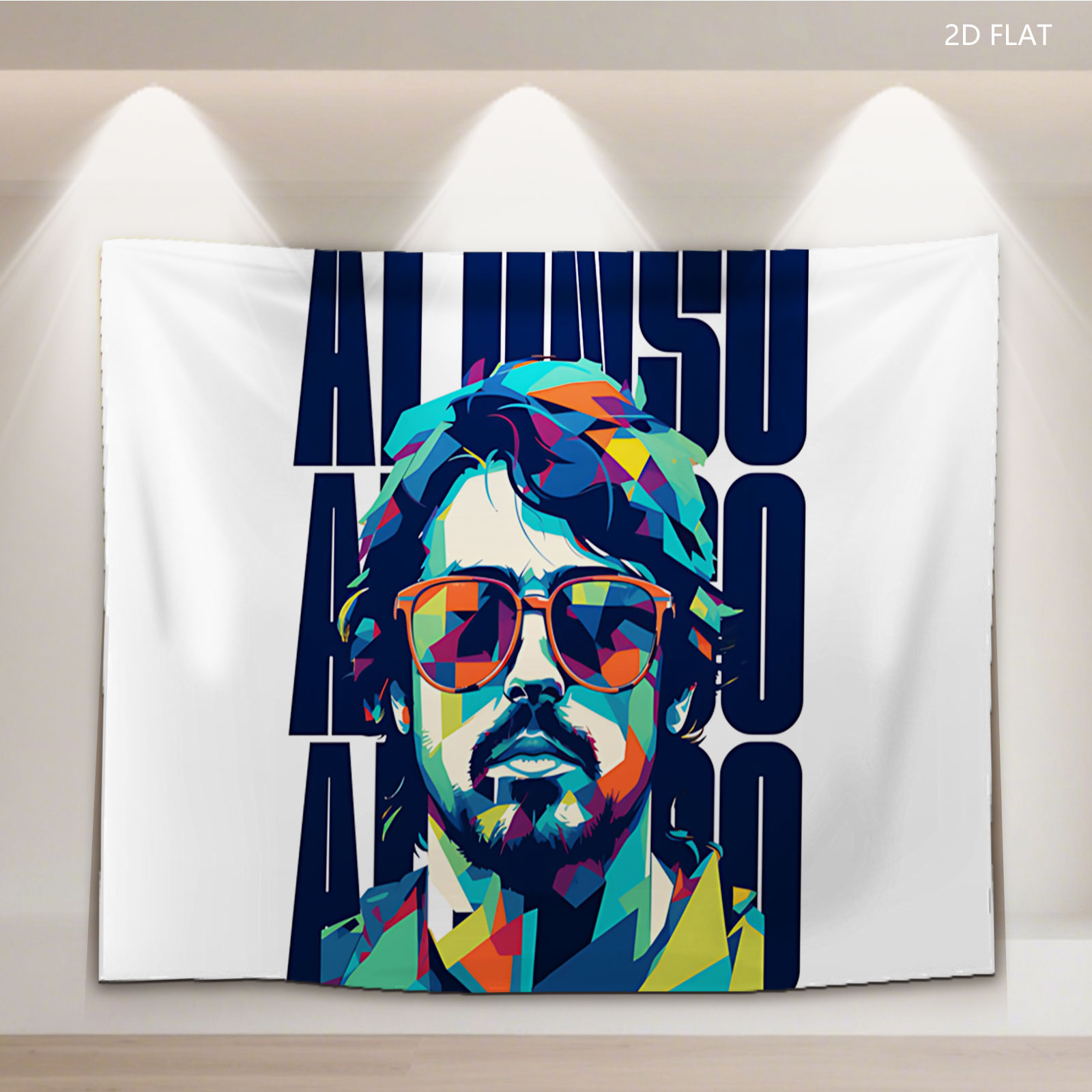 Alonso: Colorful Pop Art Portrait of a Man with Sunglasses - Tapestry