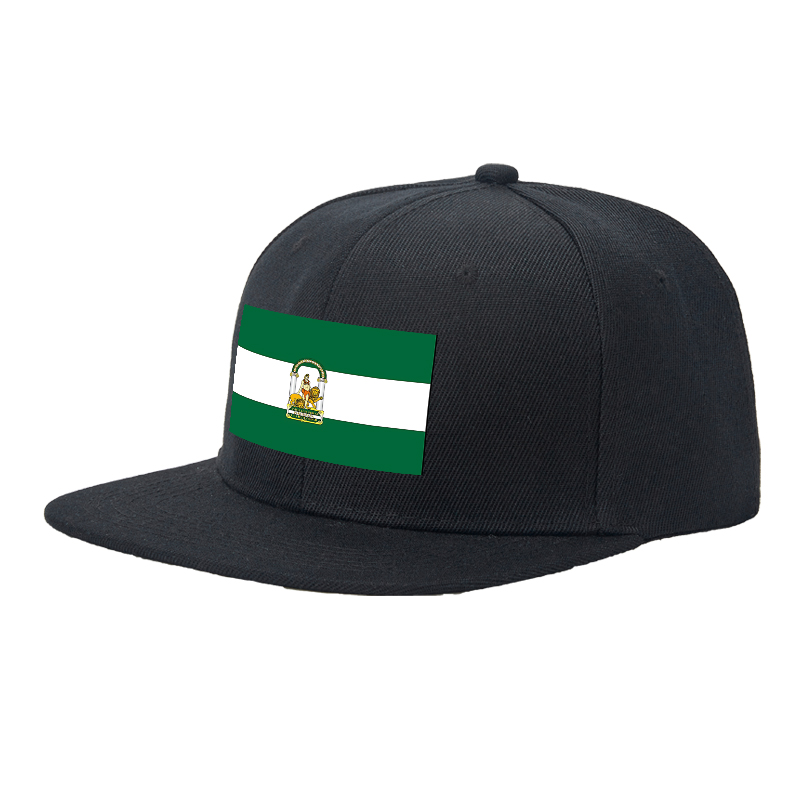 Flat Brim Baseball Cap Andalusia Emblem Design Streetwear Underground Skate Style Basketball Court Urban Skate Park Fit for Skaters Rappers Streetwear Enthusiasts