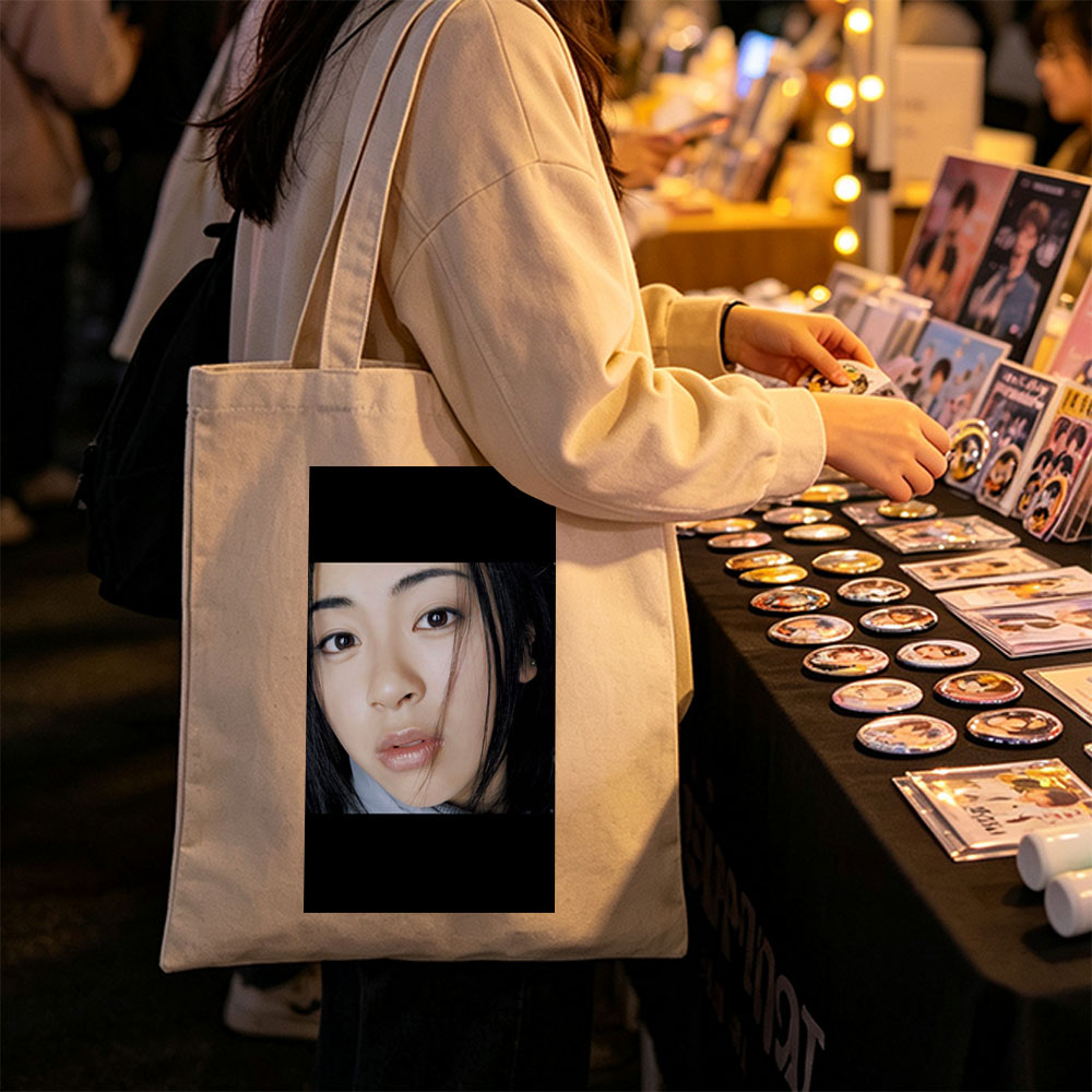 Yuki Kajiura in a Close-Up Portrait with Soft Lighting and Gentle Expression - Canvas tote bags