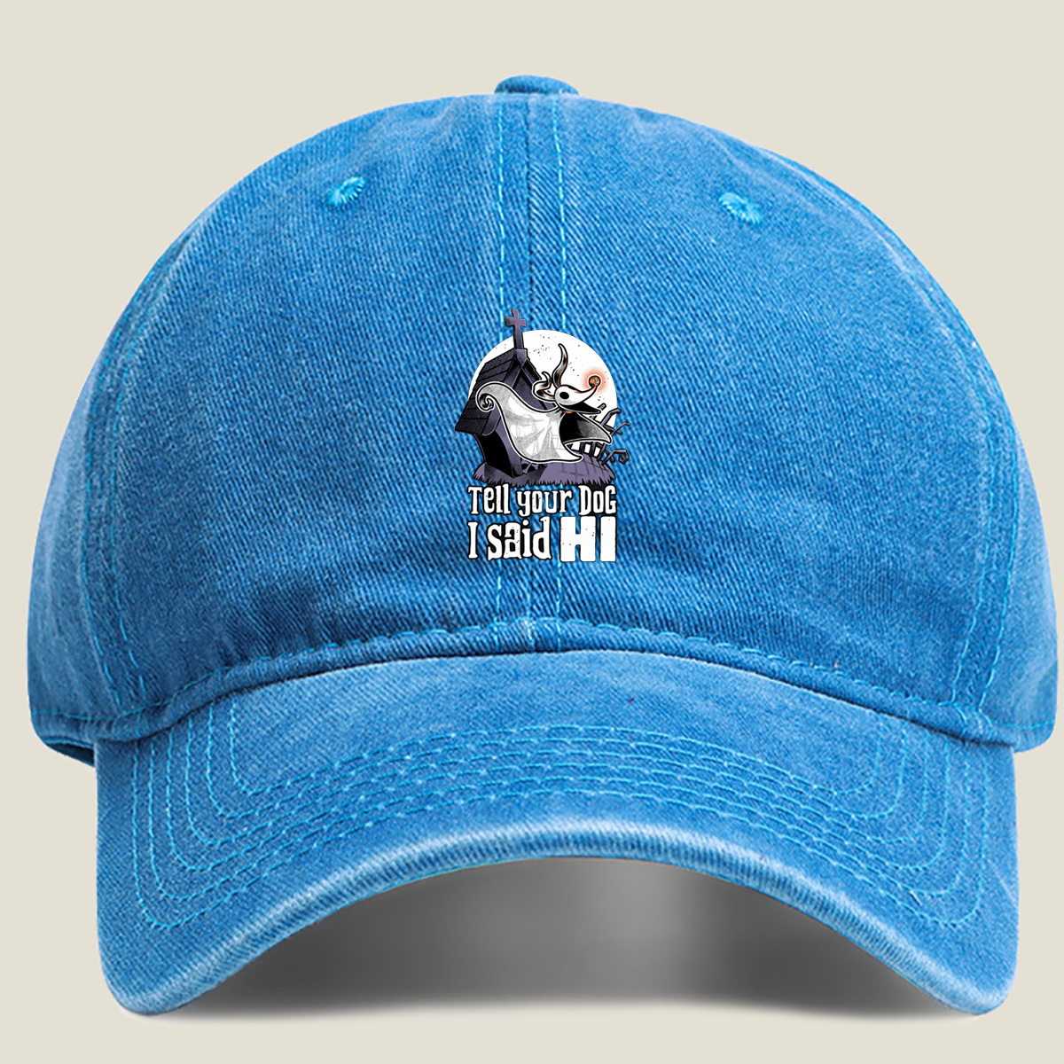The Nightmare Before Christmas Jack Skellington Tell Your Dog I Said Hi - Washed Denim - Baseball Cap