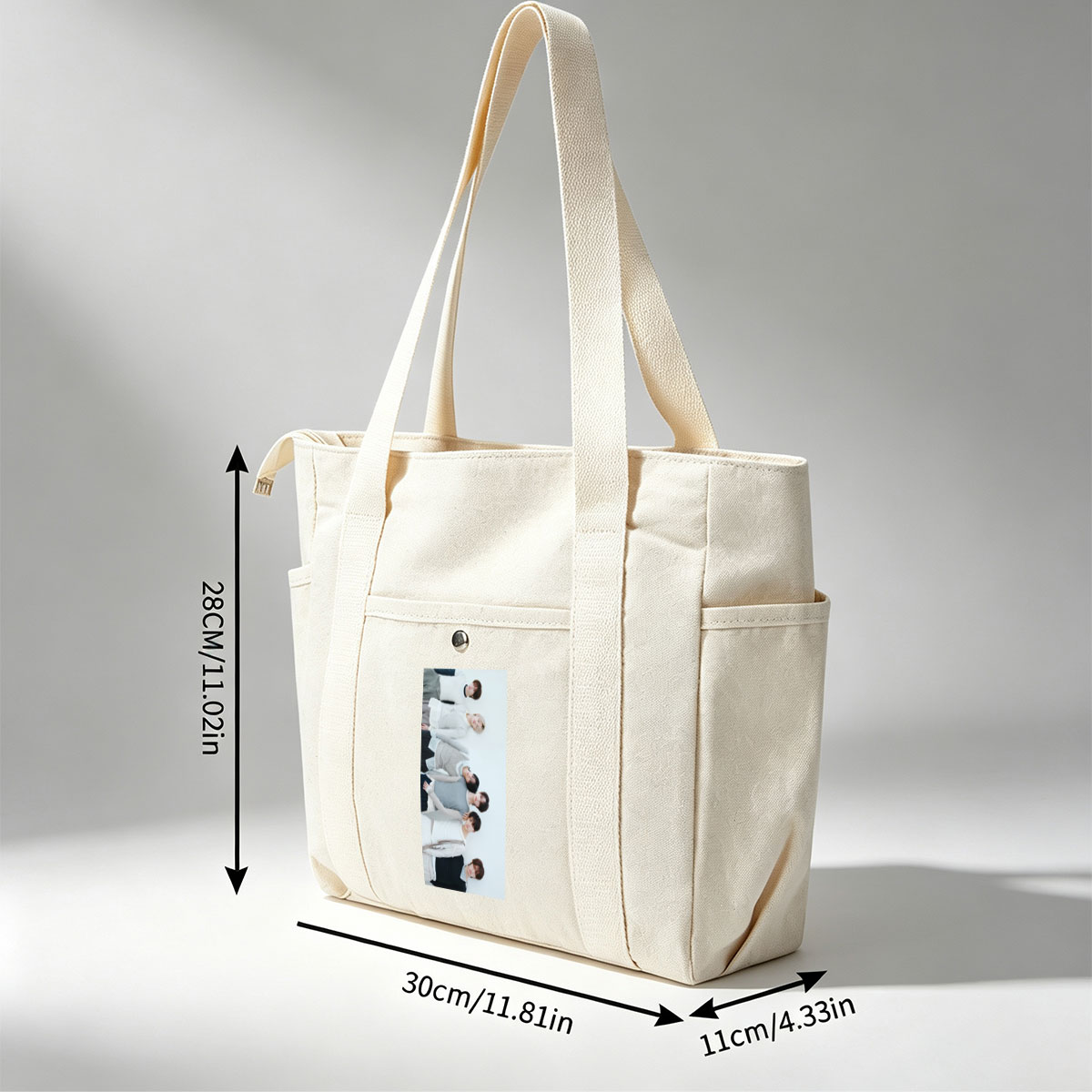 TOMORROW X TOGETHER Members Lying on White Background in Coordinated Outfits - Multi-pocket bags