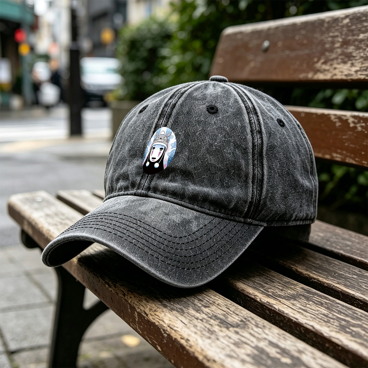Totoro and No-Face Winter Fusion - Washed Denim - Baseball Cap