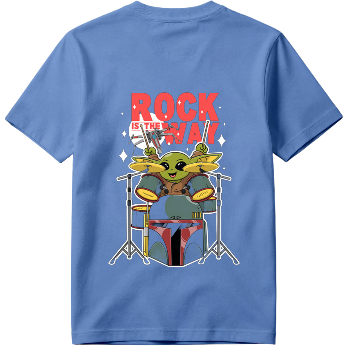 Baby Yoda Playing Drums Rock Is The Way - Tee