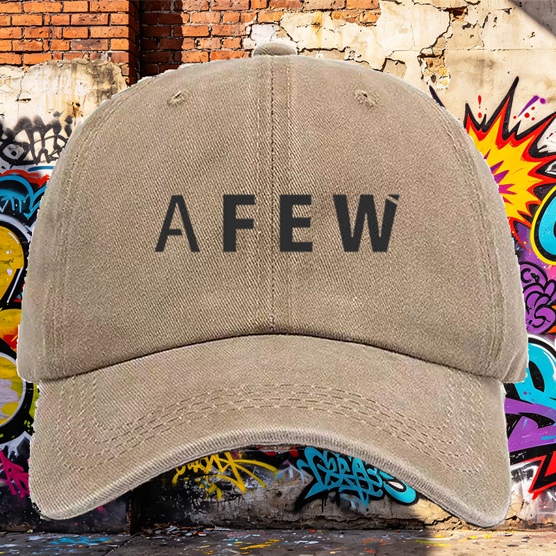 Men's Printed Washed Cap with AFEW Logo Design - Casual Round Brim Summer Lightweight Cotton Hat for Outdoor Activities, Urban Streetwear, and Daily Wear - Ideal for Young Adults and Fashion-conscious Men