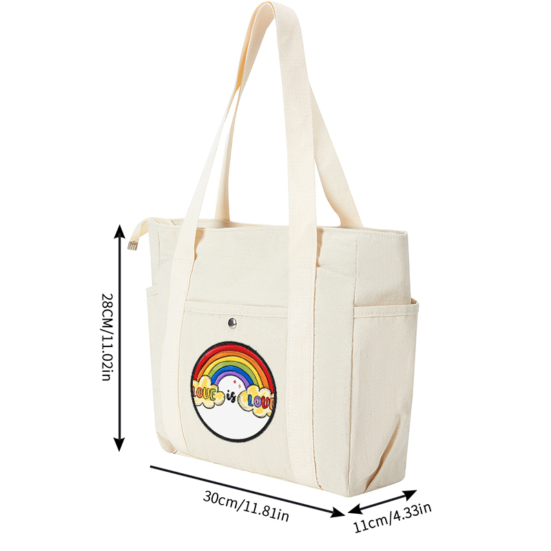 Multi Pocket Bag White with Rainbow Love is Love Print | Multi Pocket Bag White for Daily Use, Travel, and Outdoor Activities | Ideal for Adults, Students, and Urban Lifestyle Enthusiasts