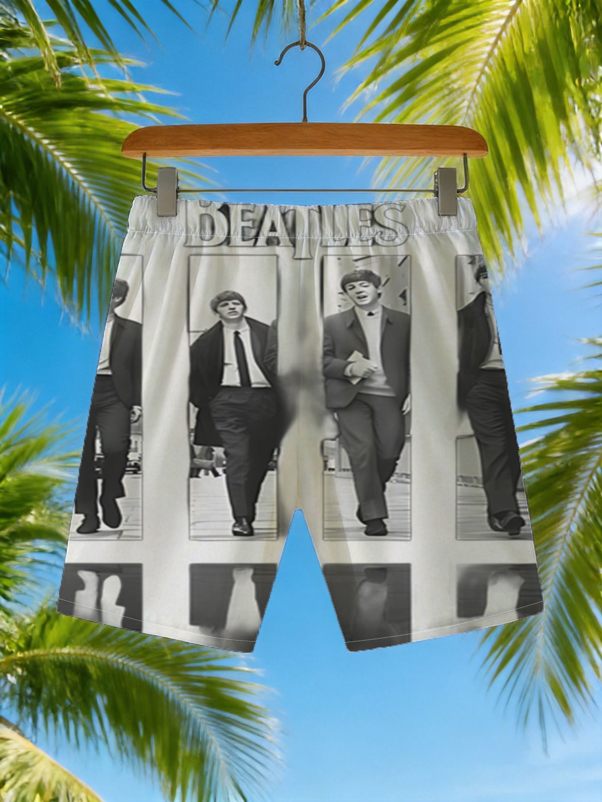 The Beatles: John, Paul, George, and Ringo Walking in Style -  Beach shorts