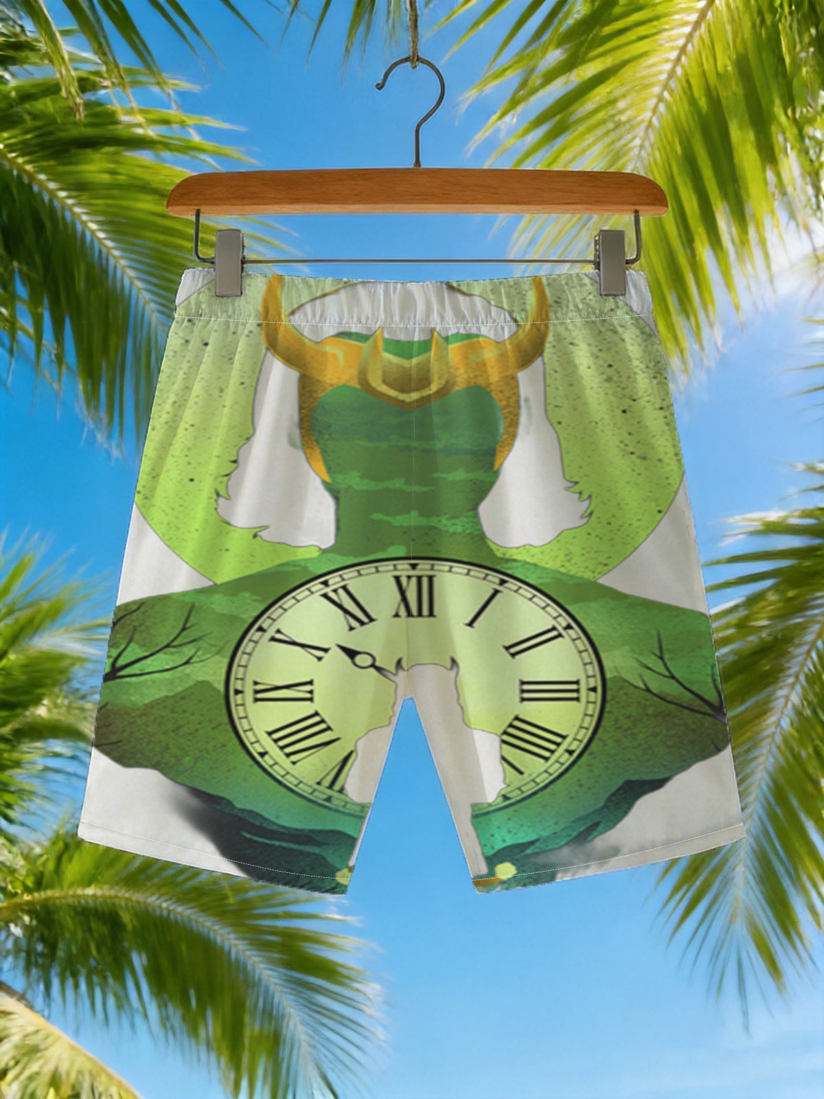 Loki and Clockwork: A Timeless Encounter -  Beach shorts