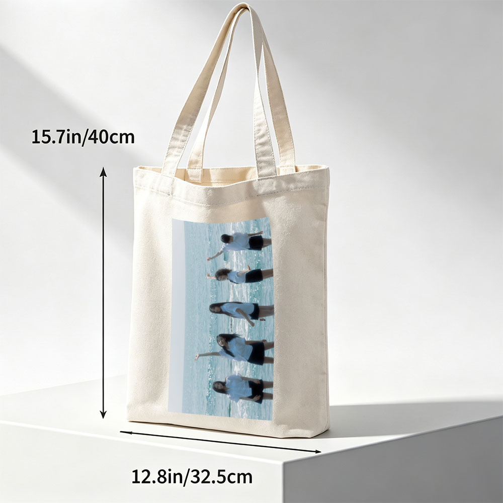 NewJeans Standing in Ocean Waves Wearing White Shirts and Black Skirts - Canvas tote bags